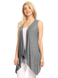 Women's Lightweight Sleeveless Solid Open Front Drape Vest Cardigan Daily Haute