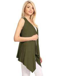 Women's Lightweight Sleeveless Solid Open Front Drape Vest Cardigan Daily Haute