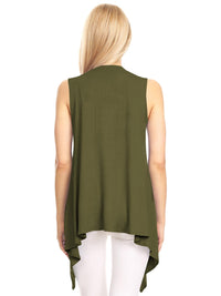 Women's Lightweight Sleeveless Solid Open Front Drape Vest Cardigan Daily Haute