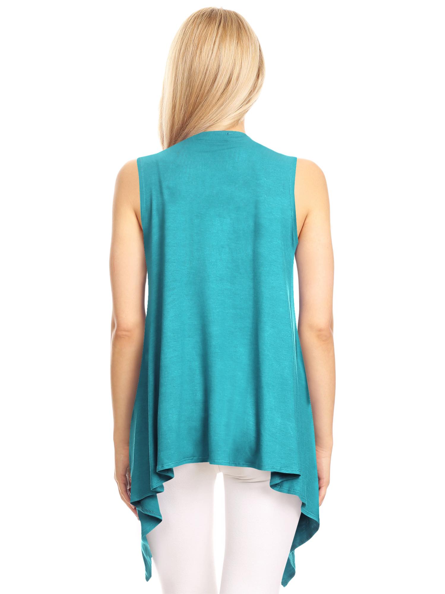 Women's Lightweight Sleeveless Solid Open Front Drape Vest Cardigan Daily Haute