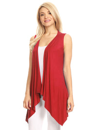 Women's Lightweight Sleeveless Solid Open Front Drape Vest Cardigan Daily Haute