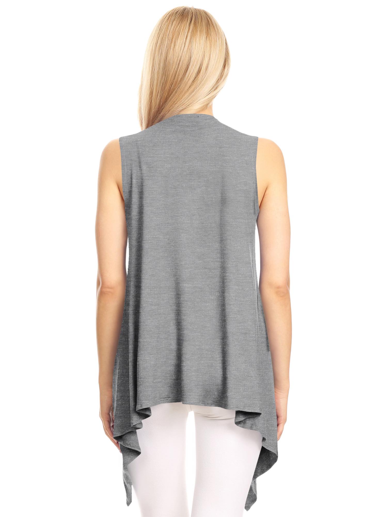 Women's Lightweight Sleeveless Solid Open Front Drape Vest Cardigan Daily Haute