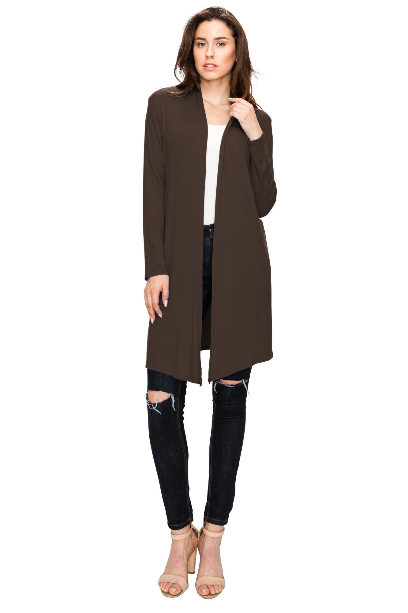 Women's Long Sleeve Open Front Long Cardigan Daily Haute