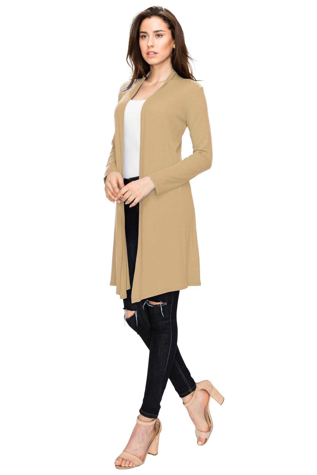 Women's Long Sleeve Open Front Long Cardigan Daily Haute