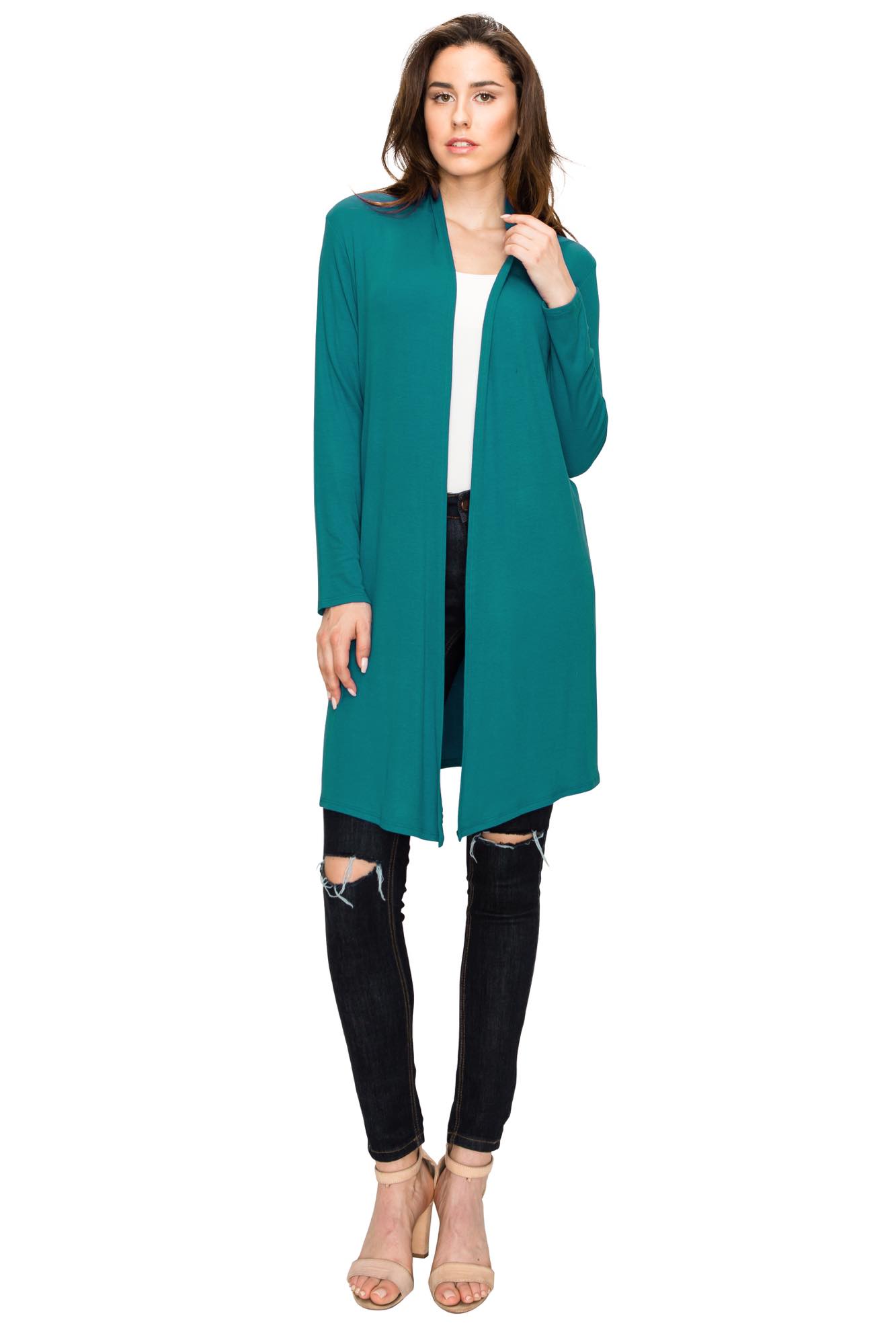 Women's Long Sleeve Open Front Long Cardigan Daily Haute