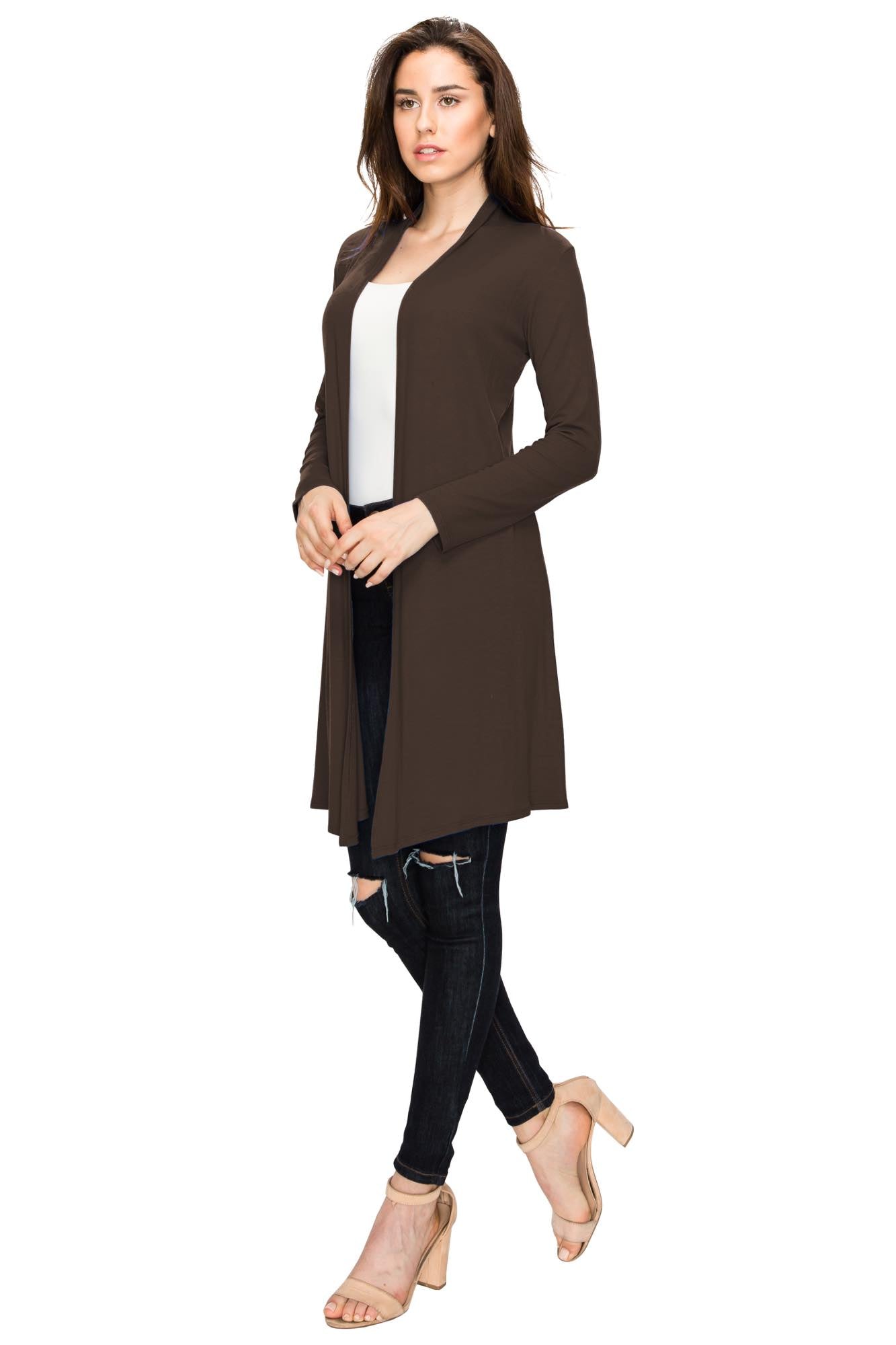 Women's Long Sleeve Open Front Long Cardigan Daily Haute