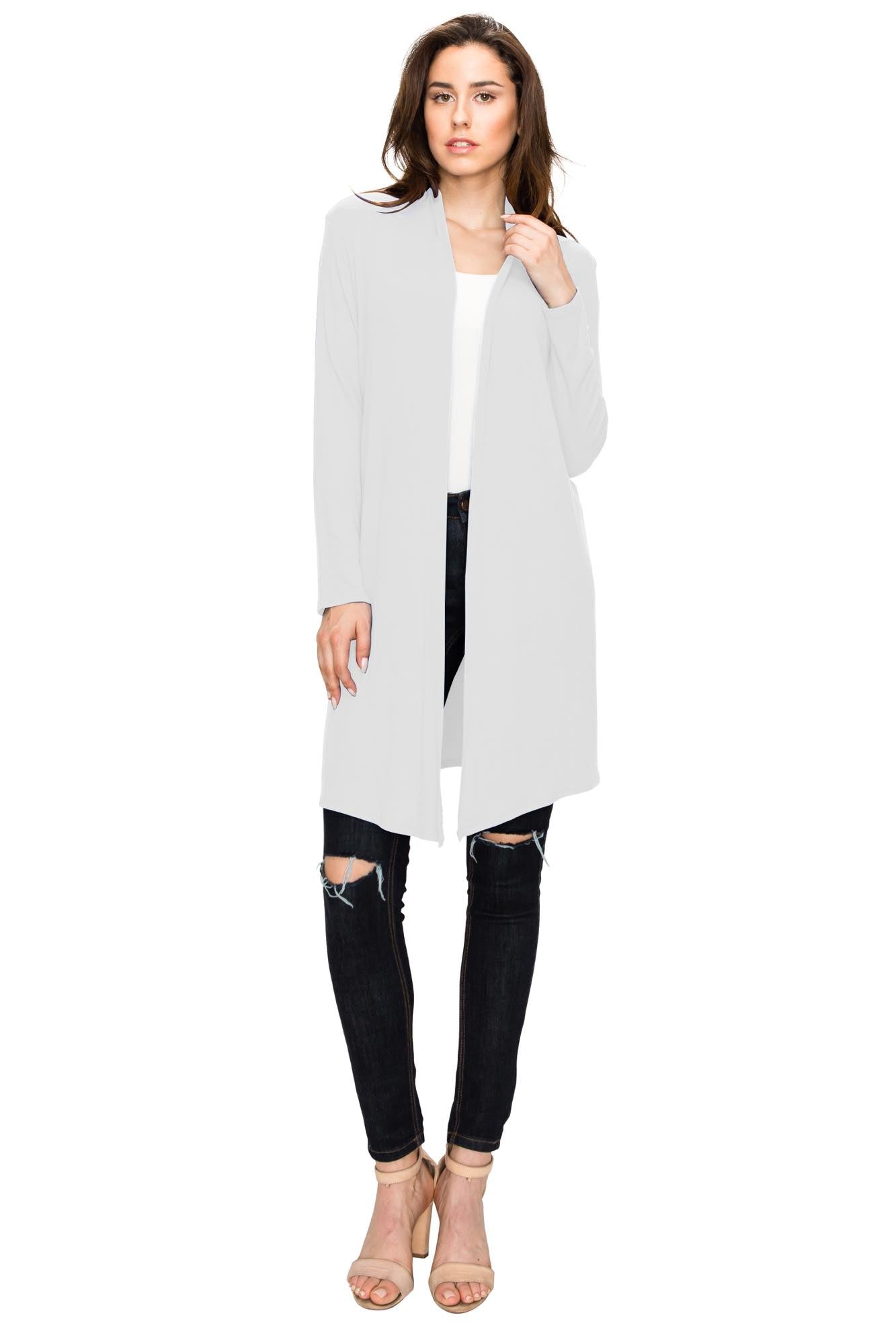 Women's Long Sleeve Open Front Long Cardigan Daily Haute