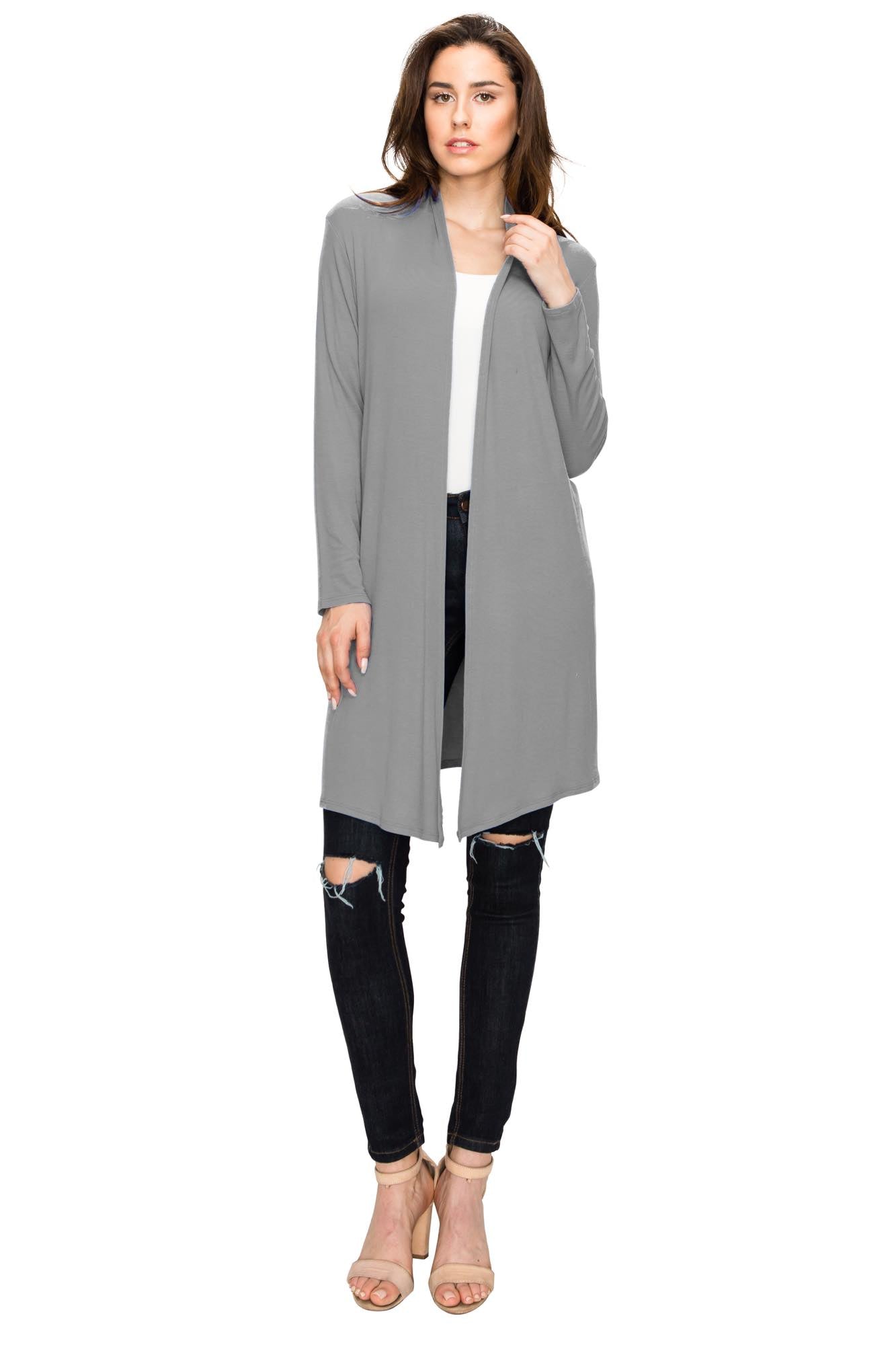 Women's Long Sleeve Open Front Long Cardigan Daily Haute