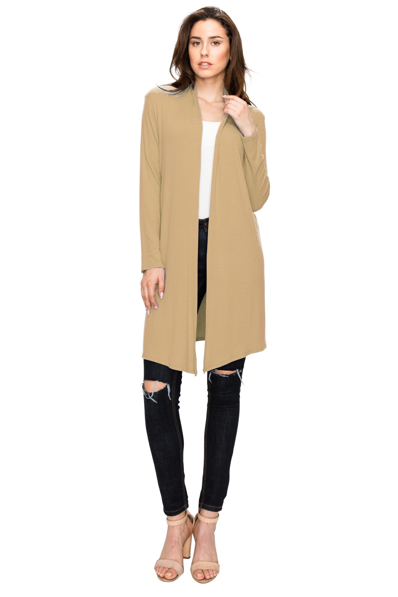 Women's Long Sleeve Open Front Long Cardigan Daily Haute