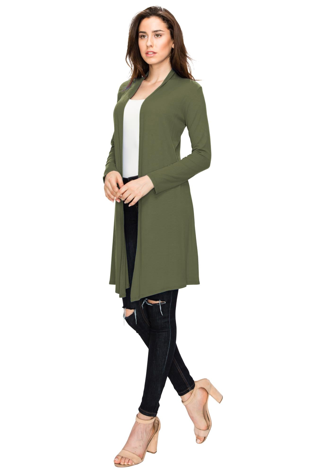 Women's Long Sleeve Open Front Long Cardigan Daily Haute