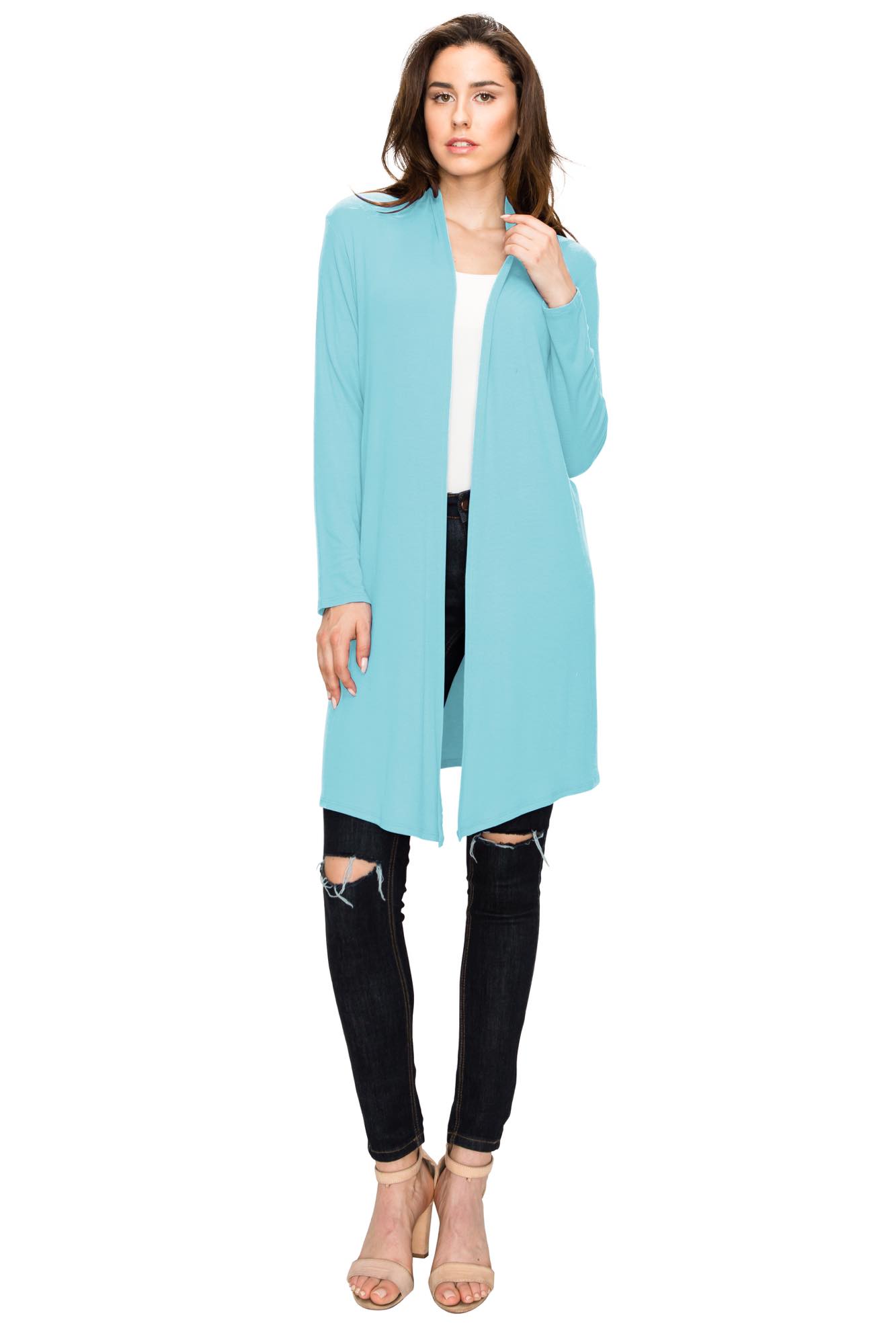 Women's Long Sleeve Open Front Long Cardigan Daily Haute