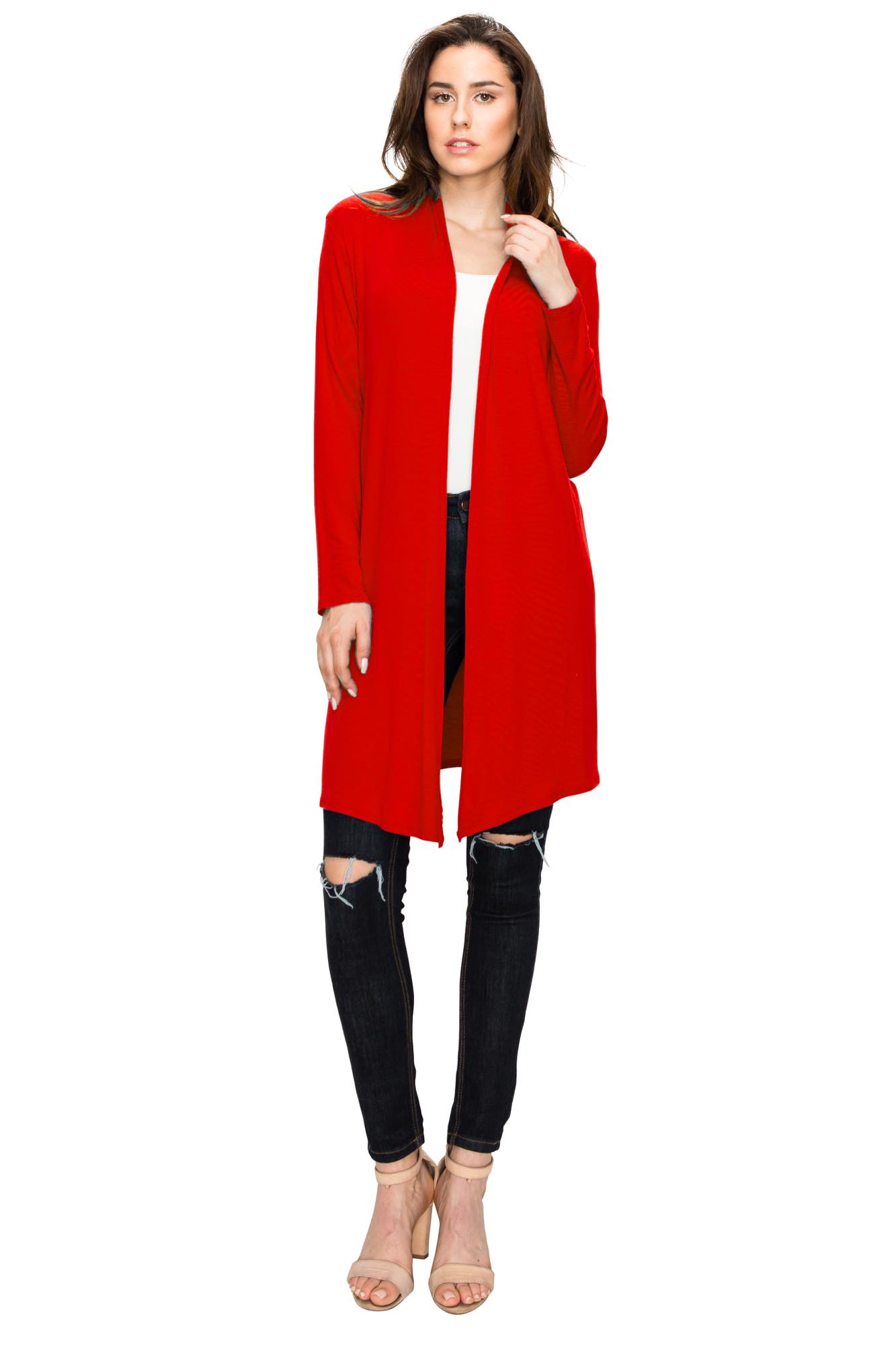 Women's Long Sleeve Open Front Long Cardigan Daily Haute