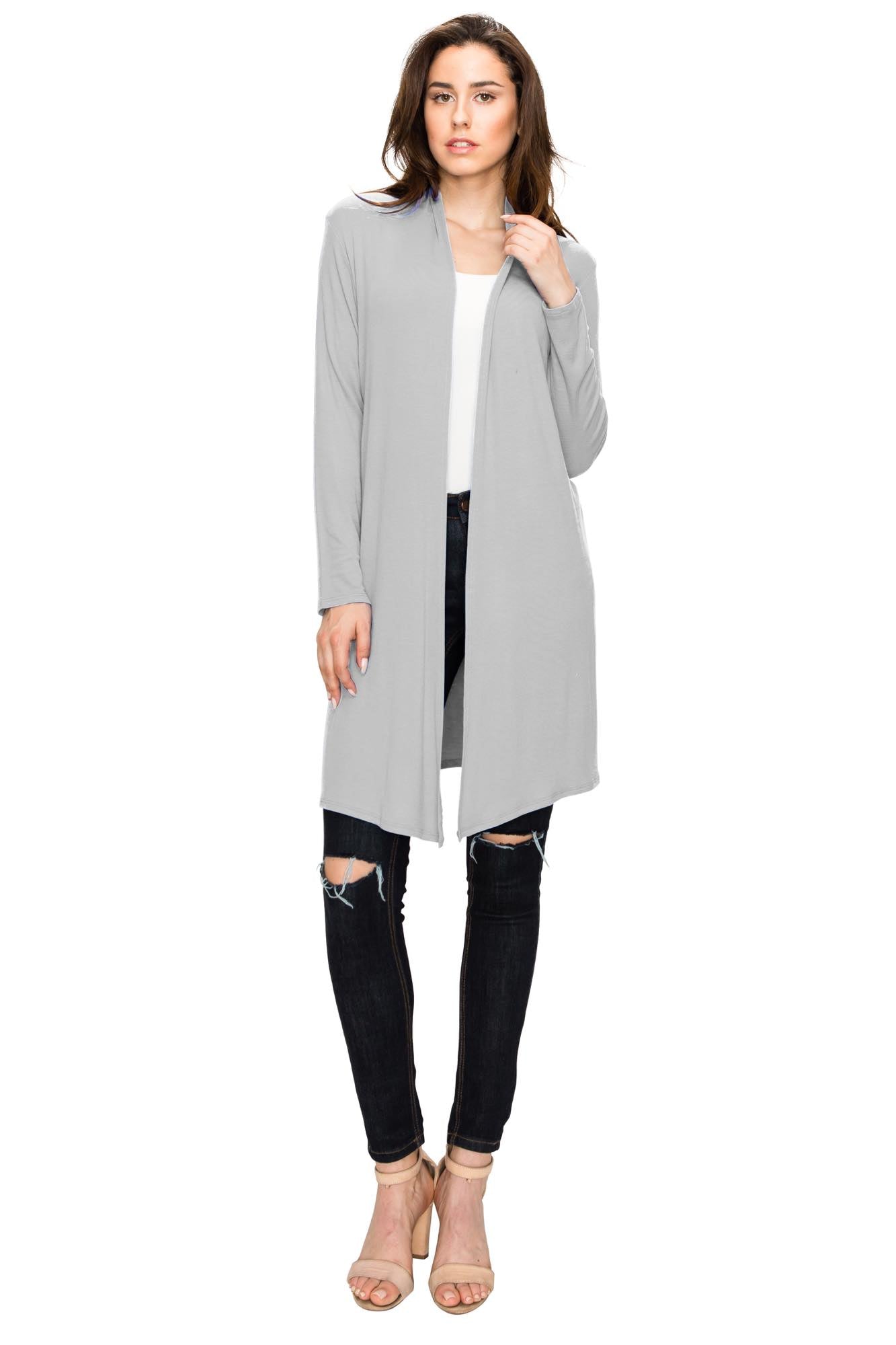 Women's Long Sleeve Open Front Long Cardigan Daily Haute