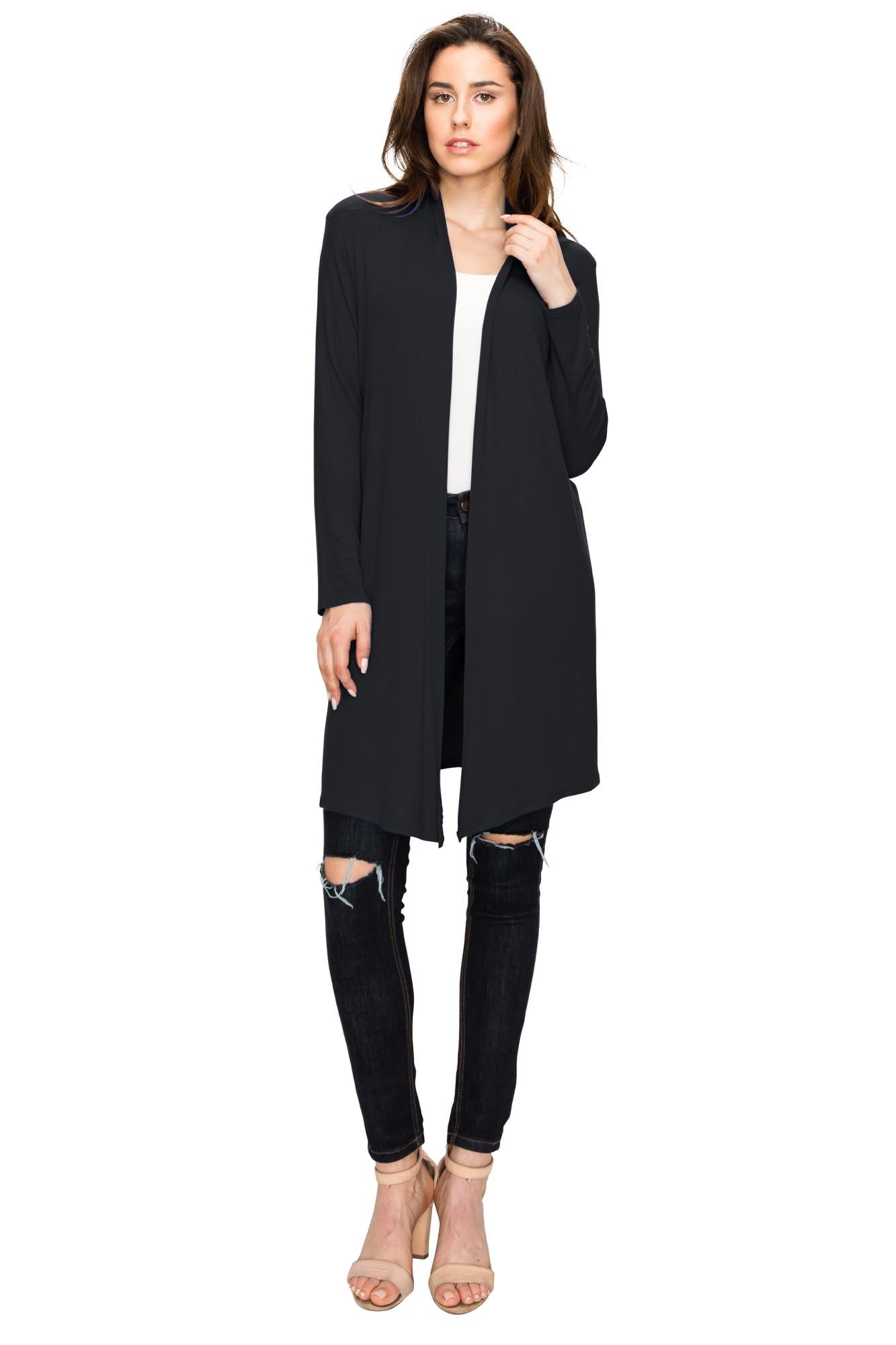 Women's Long Sleeve Open Front Long Cardigan Daily Haute