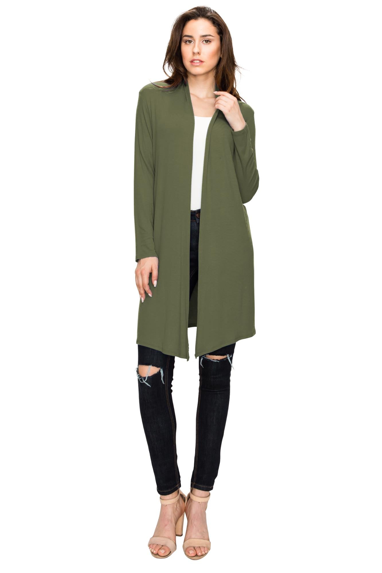 Women's Long Sleeve Open Front Long Cardigan Daily Haute