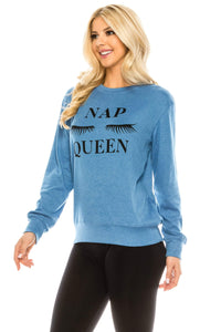 Women's Nap Queen Lounging Themed Sweatshirt with Bonus Eye Mask 2 Piece Gift Set Daily Haute