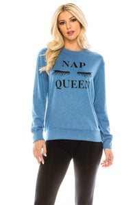 Women's Nap Queen Lounging Themed Sweatshirt with Bonus Eye Mask 2 Piece Gift Set Daily Haute