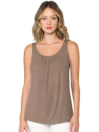 Women's Pleated Front Scoop Neck Shell Tank Daily Haute