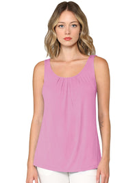 Women's Pleated Front Scoop Neck Shell Tank Daily Haute