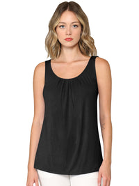 Women's Pleated Front Scoop Neck Shell Tank Daily Haute