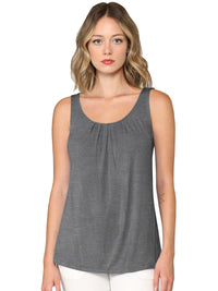 Women's Pleated Front Scoop Neck Shell Tank Daily Haute