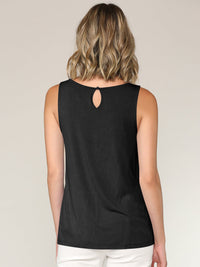 Women's Pleated Front Scoop Neck Shell Tank Daily Haute