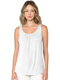 Women's Pleated Front Scoop Neck Shell Tank Daily Haute