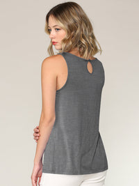 Women's Pleated Front Scoop Neck Shell Tank Daily Haute