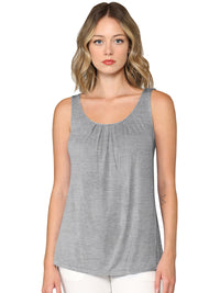 Women's Pleated Front Scoop Neck Shell Tank Daily Haute