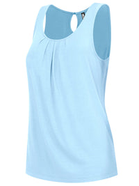 Women's Pleated Front Scoop Neck Shell Tank Daily Haute