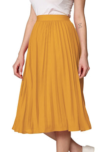 Women's Pleated Swing A-Line Midi Skirt Daily Haute