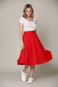 Women's Pleated Swing A-Line Midi Skirt Daily Haute