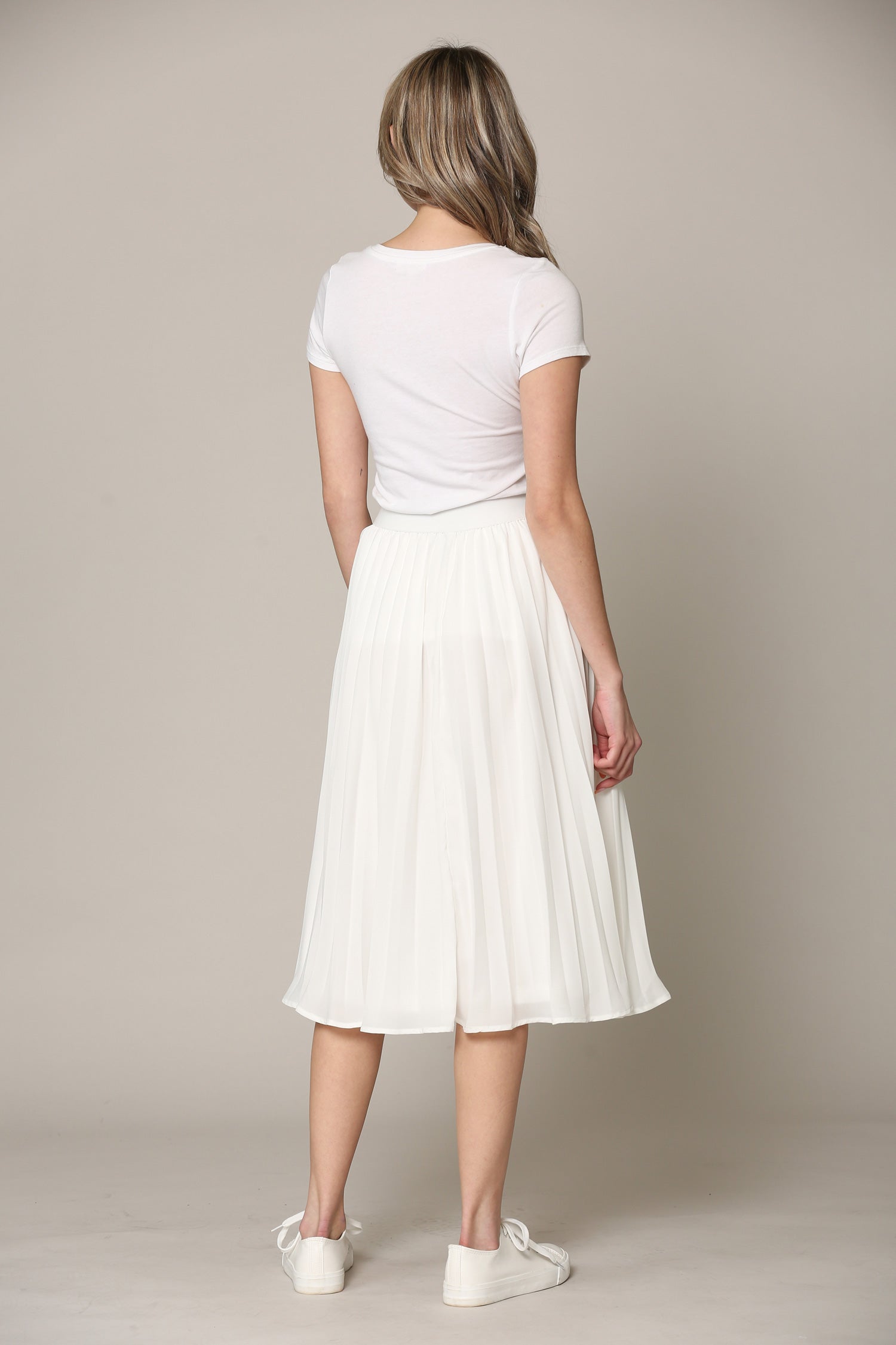 Women's Pleated Swing A-Line Midi Skirt Daily Haute