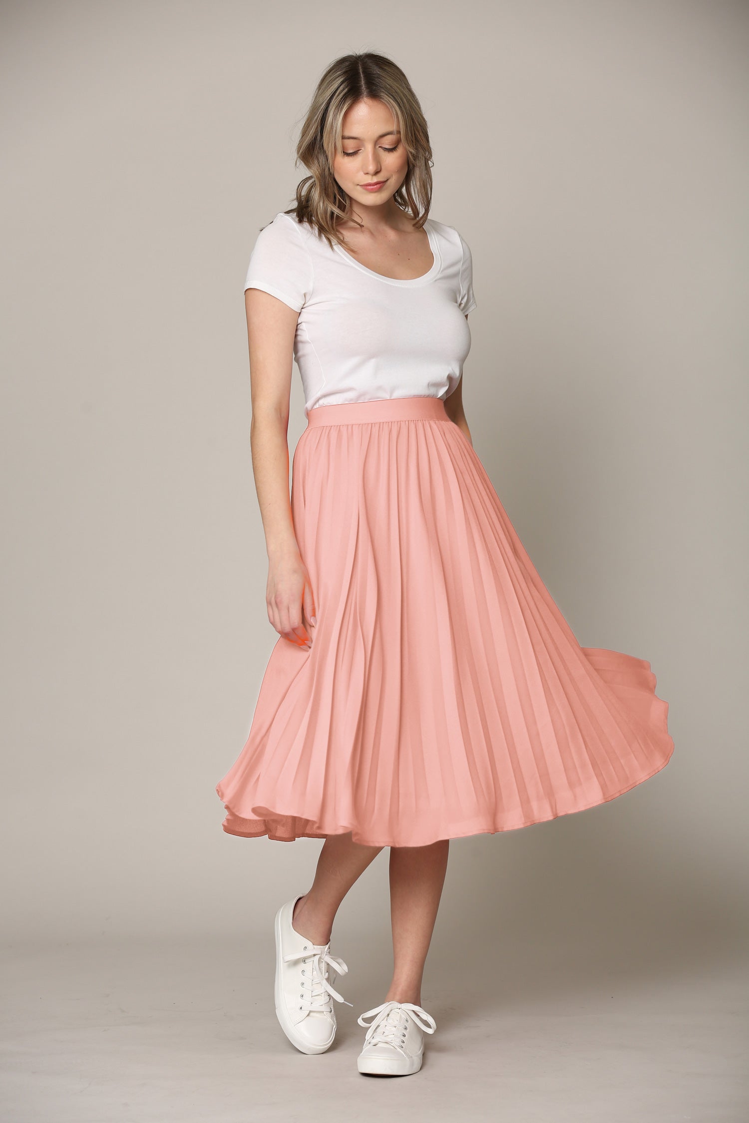 Women's Pleated Swing A-Line Midi Skirt Daily Haute