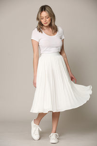 Women's Pleated Swing A-Line Midi Skirt Daily Haute