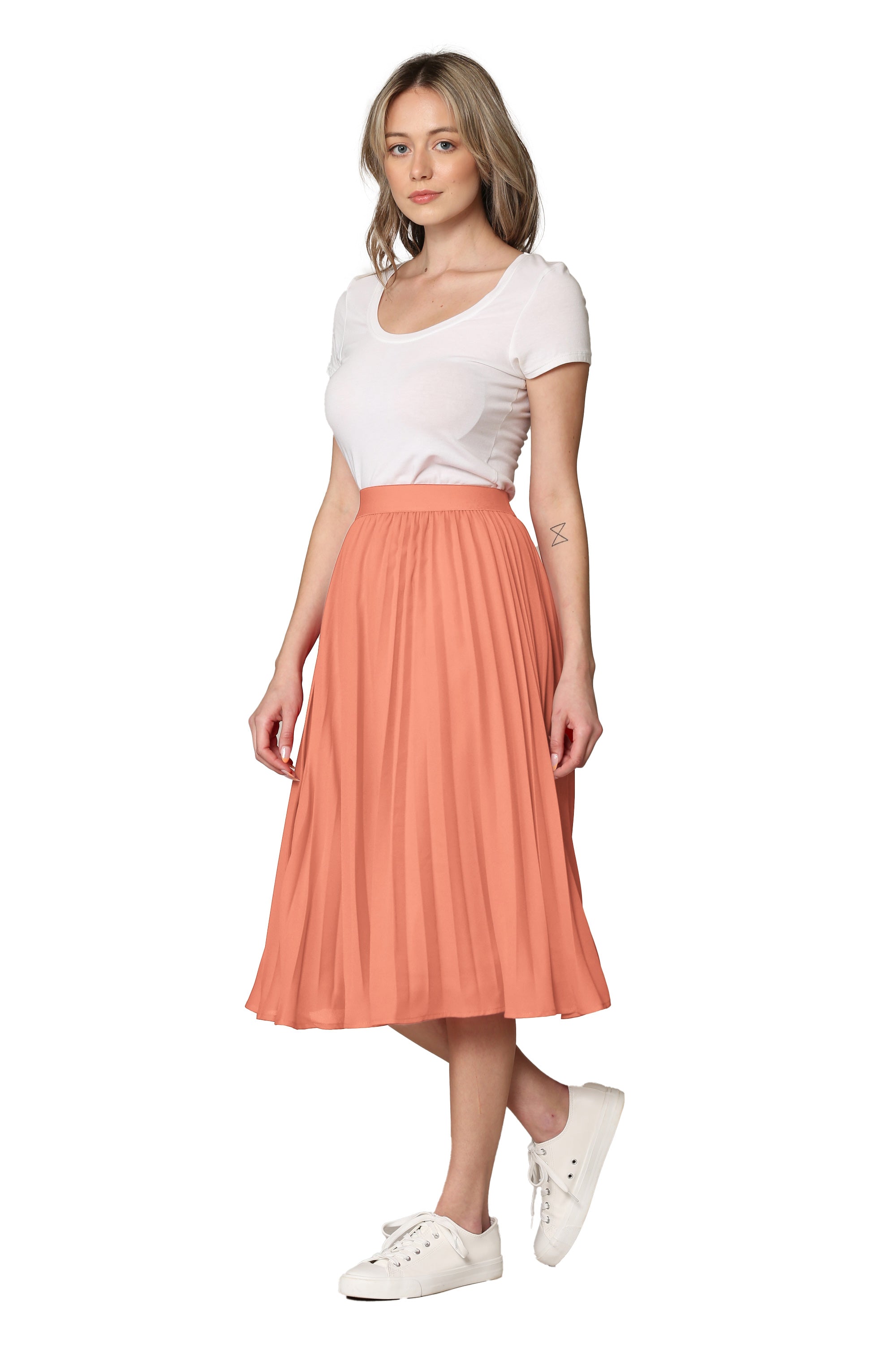 Women's Pleated Swing A-Line Midi Skirt Daily Haute