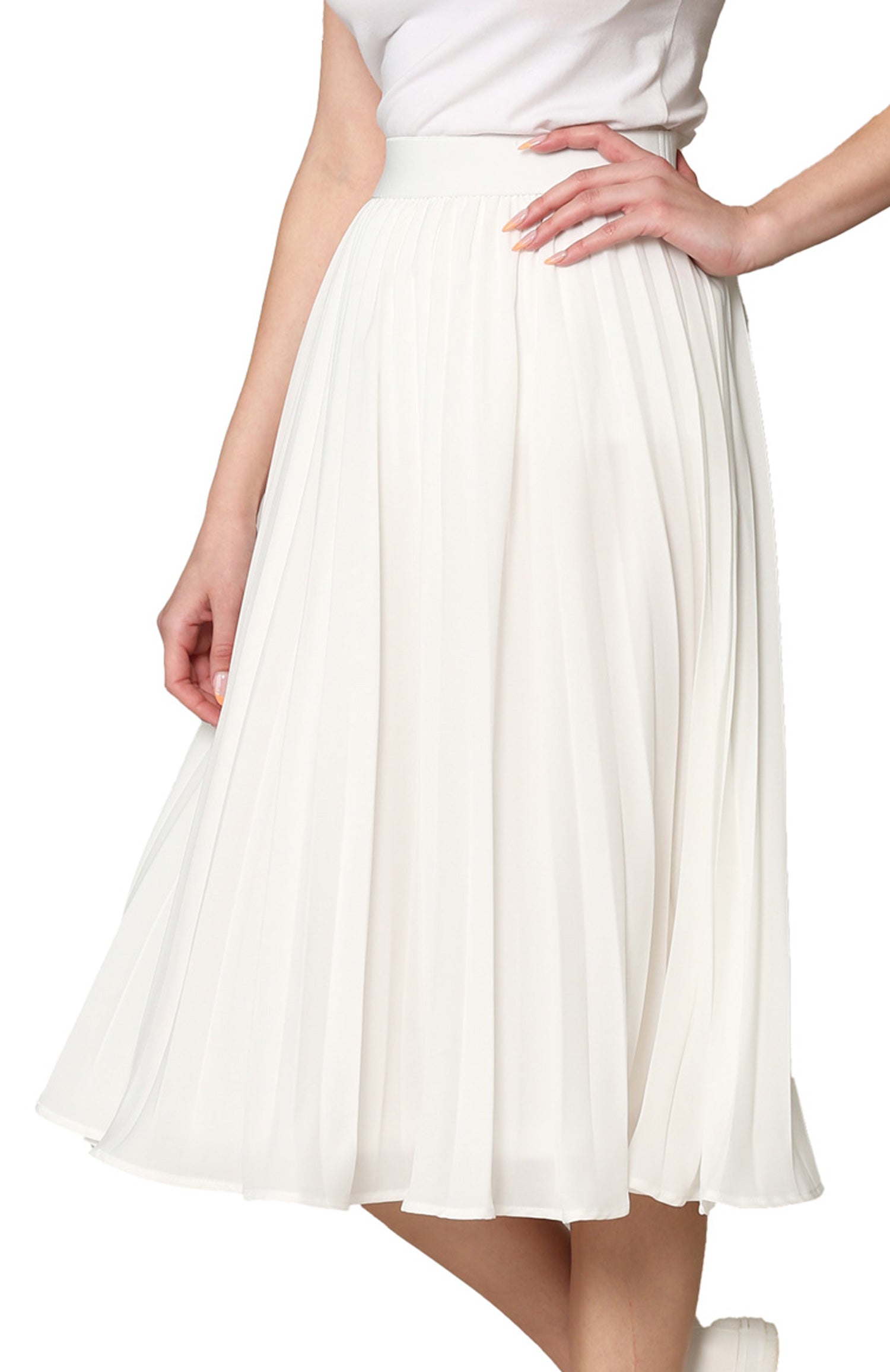 Women's Pleated Swing A-Line Midi Skirt Daily Haute