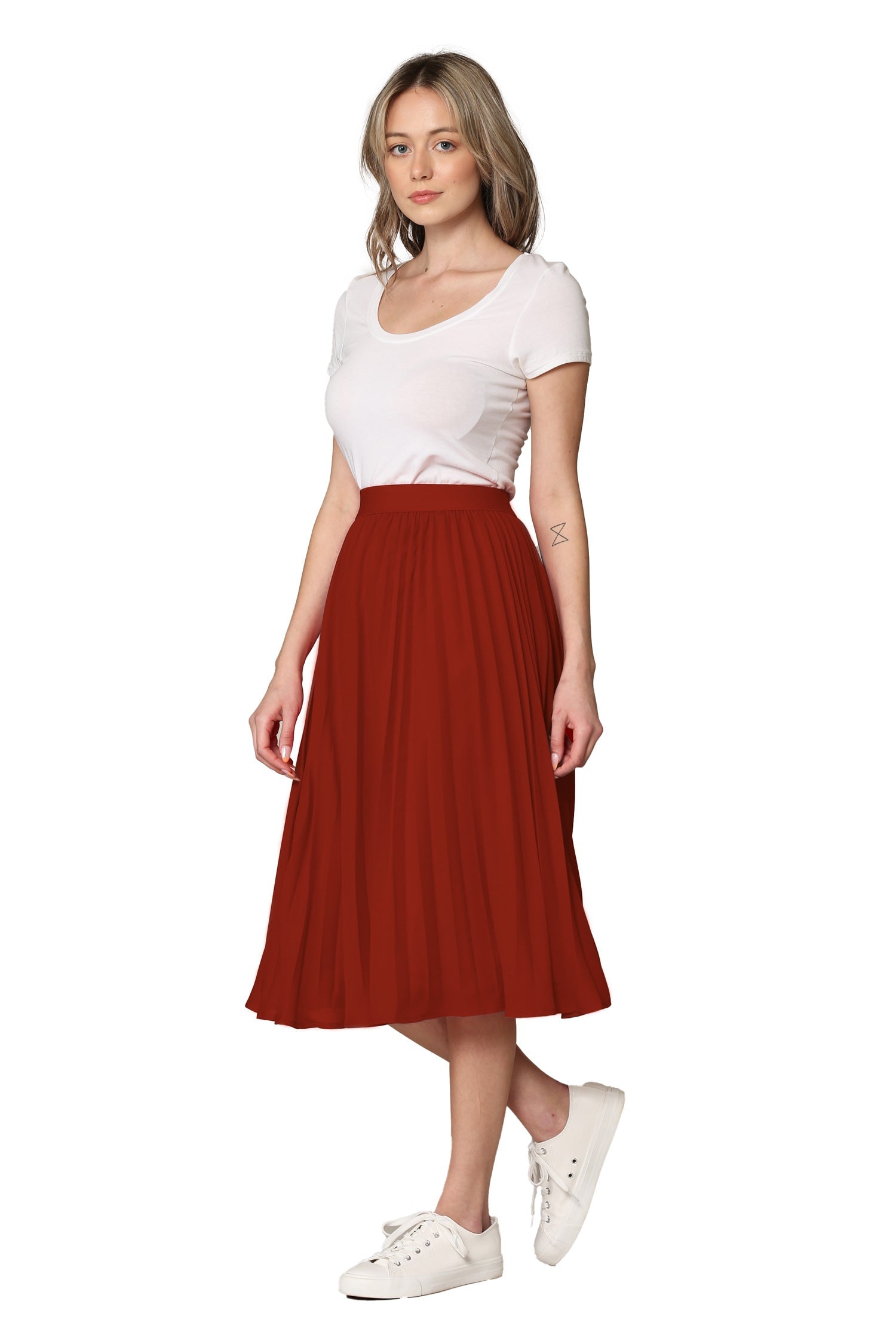 Women's Pleated Swing A-Line Midi Skirt Daily Haute