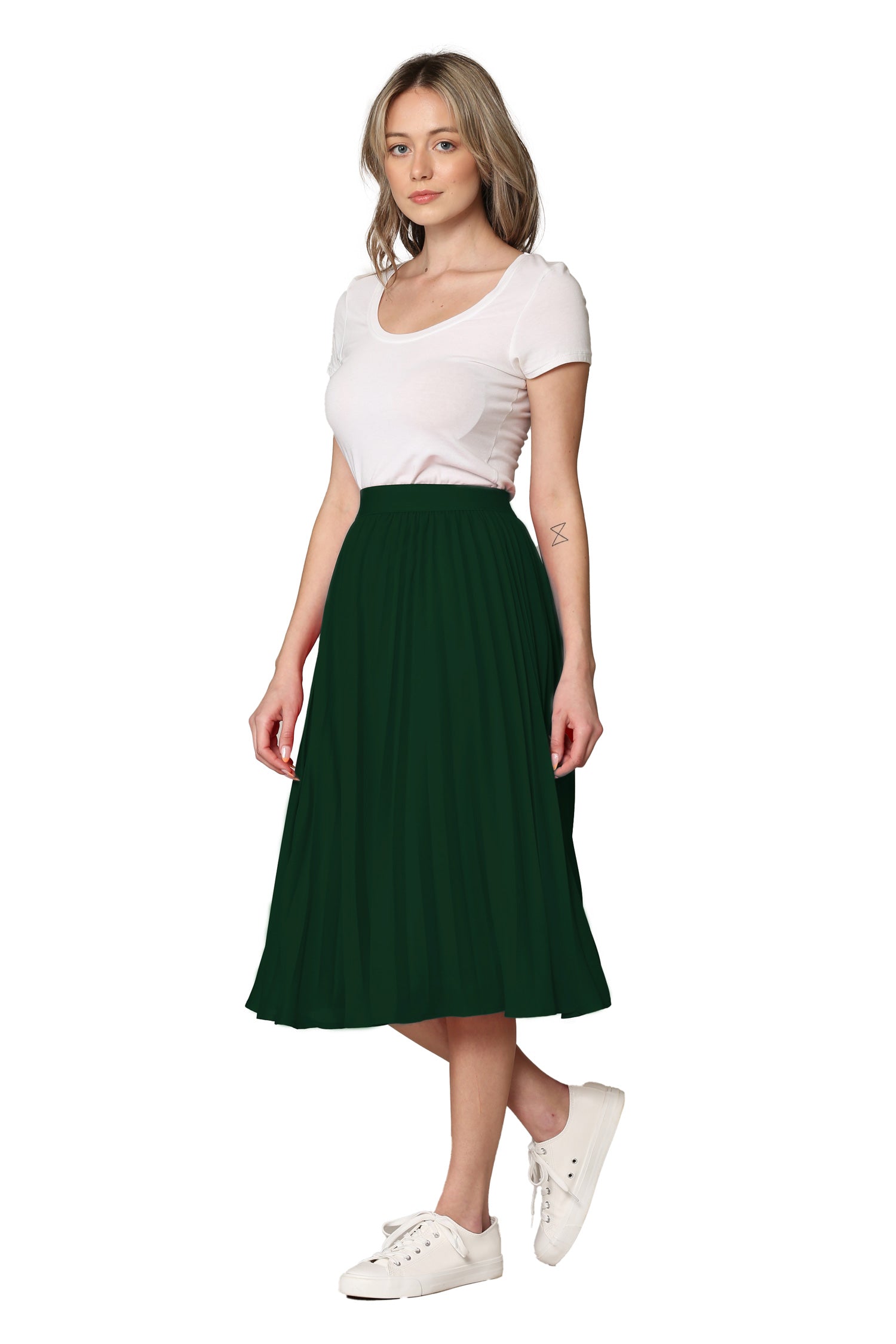 Women's Pleated Swing A-Line Midi Skirt Daily Haute