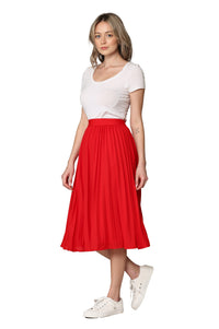 Women's Pleated Swing A-Line Midi Skirt Daily Haute