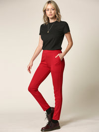 Women's Pull On Legging Ponte Tummy Control Skinny Pant With Pockets Daily Haute