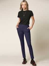 Women's Pull On Legging Ponte Tummy Control Skinny Pant With Pockets Daily Haute