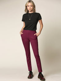 Women's Pull On Legging Ponte Tummy Control Skinny Pant With Pockets Daily Haute