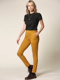 Women's Pull On Legging Ponte Tummy Control Skinny Pant With Pockets Daily Haute