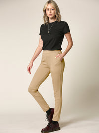 Women's Pull On Legging Ponte Tummy Control Skinny Pant With Pockets Daily Haute