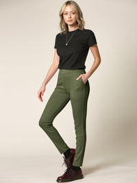 Women's Pull On Legging Ponte Tummy Control Skinny Pant With Pockets Daily Haute