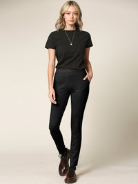 Women's Pull On Legging Ponte Tummy Control Skinny Pant With Pockets Daily Haute