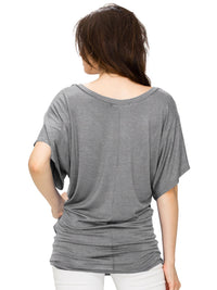 Women's Solid Short Sleeve V Neck Dolman Top Daily Haute