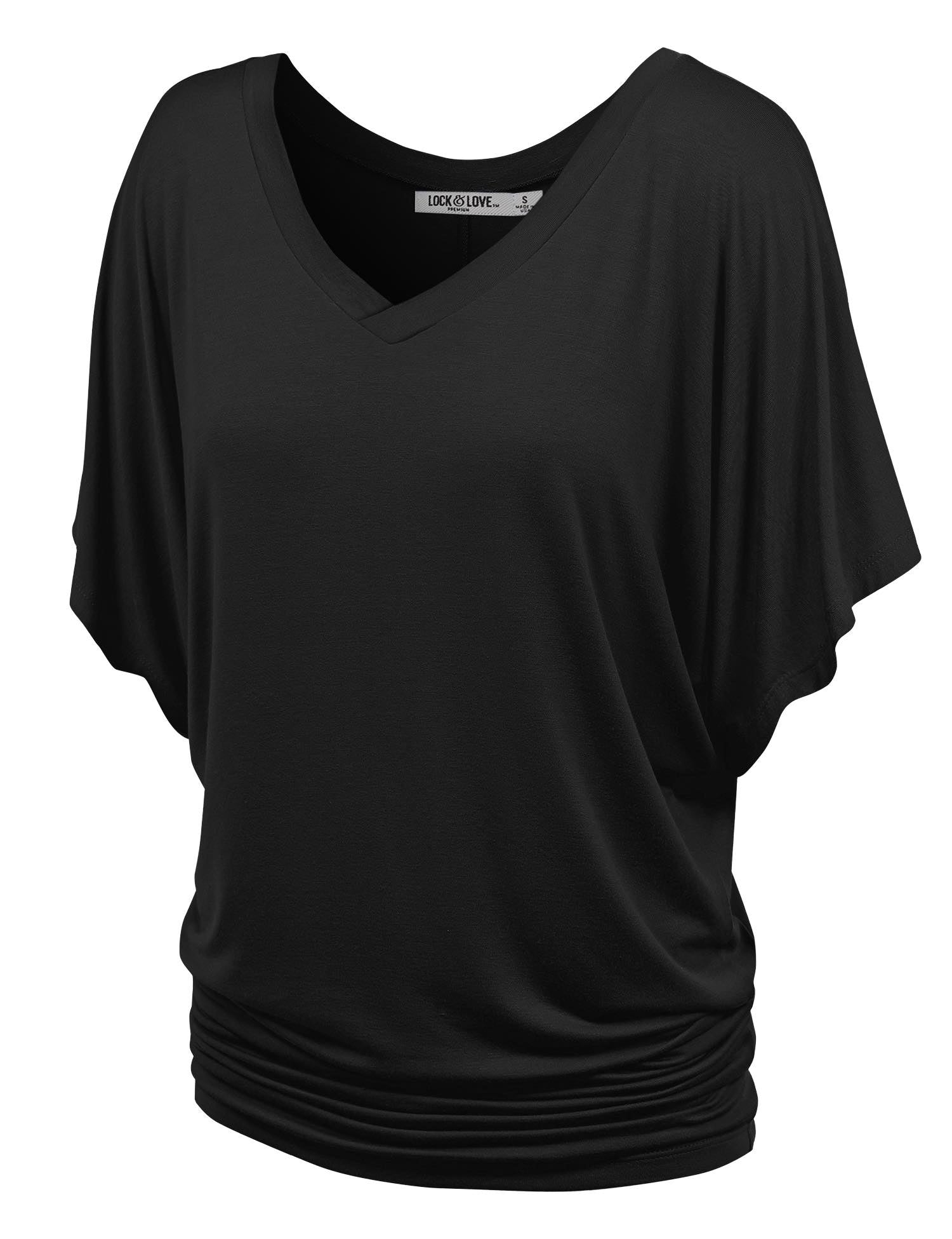 Women's Solid Short Sleeve V Neck Dolman Top Daily Haute