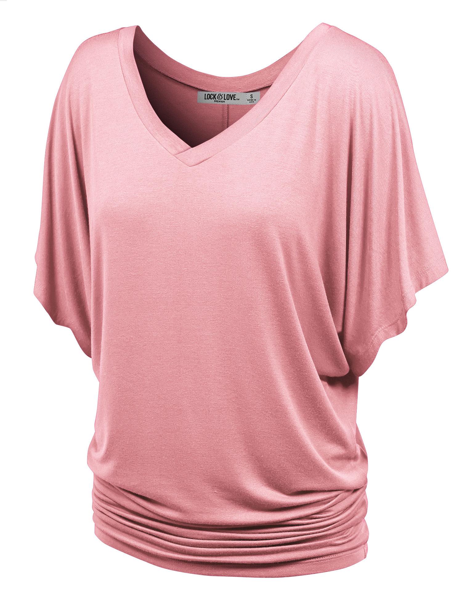 Women's Solid Short Sleeve V Neck Dolman Top Daily Haute